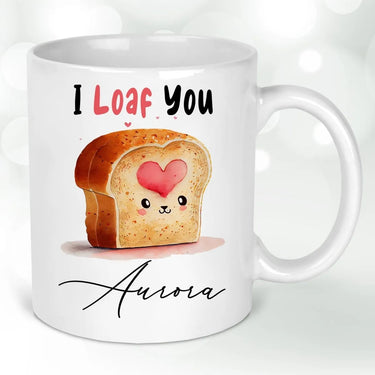 Charming 'I Loaf You' Pun Mug - Valentine's Day Present - For Significant Other - DENMARY